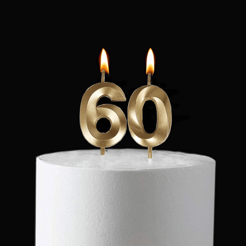 Bailym 60th Birthday Candles,Gold Number 60 Cake Topper for Birthday Decorations Party Decoration Home & Garden > Decor > Home Fragrances > Candles Bailym   