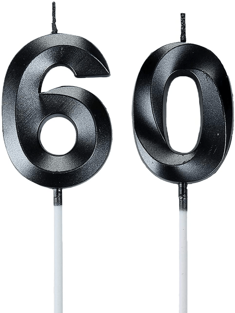 Bailym 60th Birthday Candles,Gold Number 60 Cake Topper for Birthday Decorations Party Decoration Home & Garden > Decor > Home Fragrances > Candles Bailym Black  
