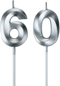 Bailym 60th Birthday Candles,Gold Number 60 Cake Topper for Birthday Decorations Party Decoration Home & Garden > Decor > Home Fragrances > Candles Bailym Silver  
