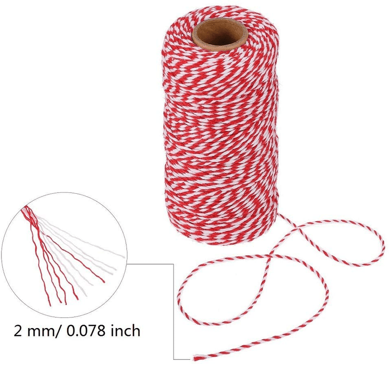 Bakers Twine Red and White, LaZimnInc Cotton Twine Packing String for Gardening, Decoration, Tying Cake and Pastry Boxes, Silverware, DIY Crafts & Gift Wrapping, Art and Crafts (2 mm/328Feet) Home & Garden > Decor > Seasonal & Holiday Decorations& Garden > Decor > Seasonal & Holiday Decorations LaZimnInc   