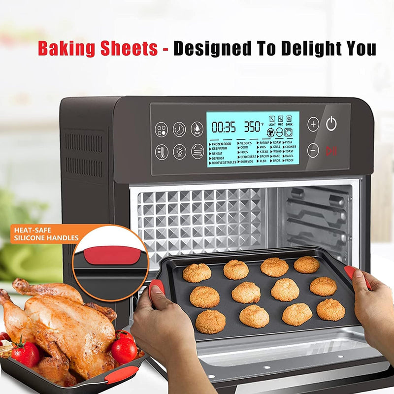 Bakeware Sets 5-Piece Nonstick with Black Silicone Handles with Baking Pans, Muffin Pan, Bread Pan, 2 Size Cake Pan, Oven Safe(Black)