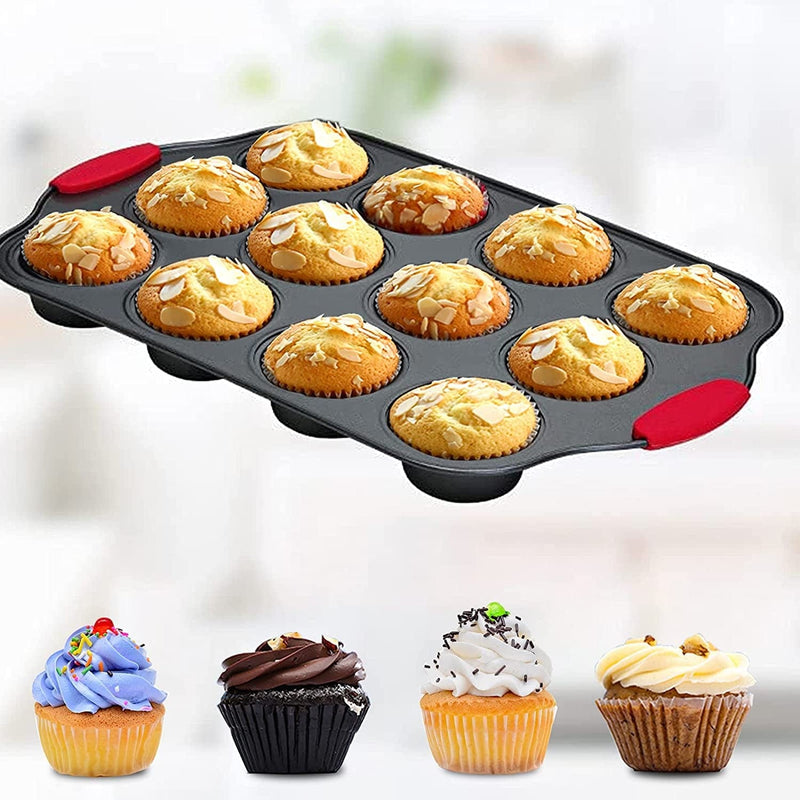 Bakeware Sets 5-Piece Nonstick with Black Silicone Handles with Baking Pans, Muffin Pan, Bread Pan, 2 Size Cake Pan, Oven Safe(Black) Home & Garden > Kitchen & Dining > Cookware & Bakeware BETTERBEAUTY   