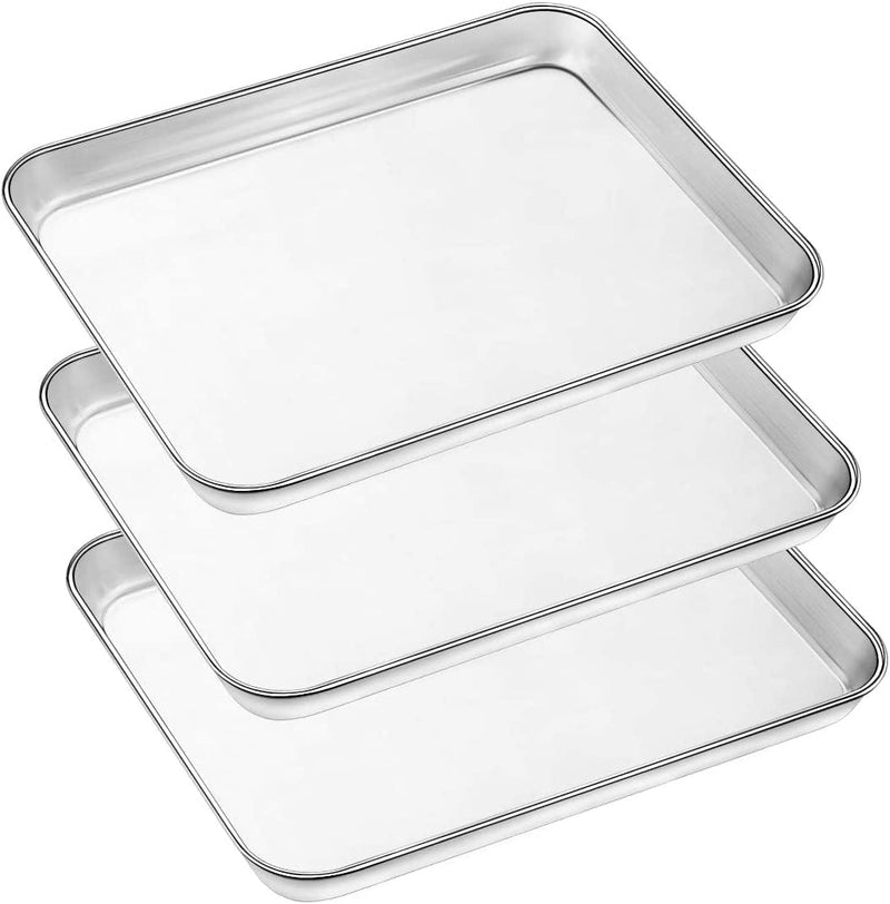 Baking Sheet Pan for Toaster Oven, Stainless Steel Baking Pans Small Metal Cookie Sheets by Umite Chef, Superior Mirror Finish Easy Clean, Dishwasher Safe, 9 X 7 X 1 Inch, 3 Piece/Set Home & Garden > Kitchen & Dining > Cookware & Bakeware Umite Chef 10 x 8 x 1 inch  