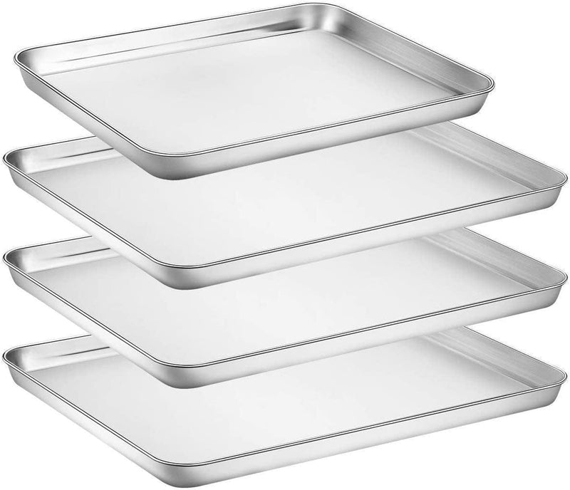 Baking Sheet Pan for Toaster Oven, Stainless Steel Baking Pans Small Metal Cookie Sheets by Umite Chef, Superior Mirror Finish Easy Clean, Dishwasher Safe, 9 X 7 X 1 Inch, 3 Piece/Set Home & Garden > Kitchen & Dining > Cookware & Bakeware Umite Chef 3*16 in & 1*12 in  
