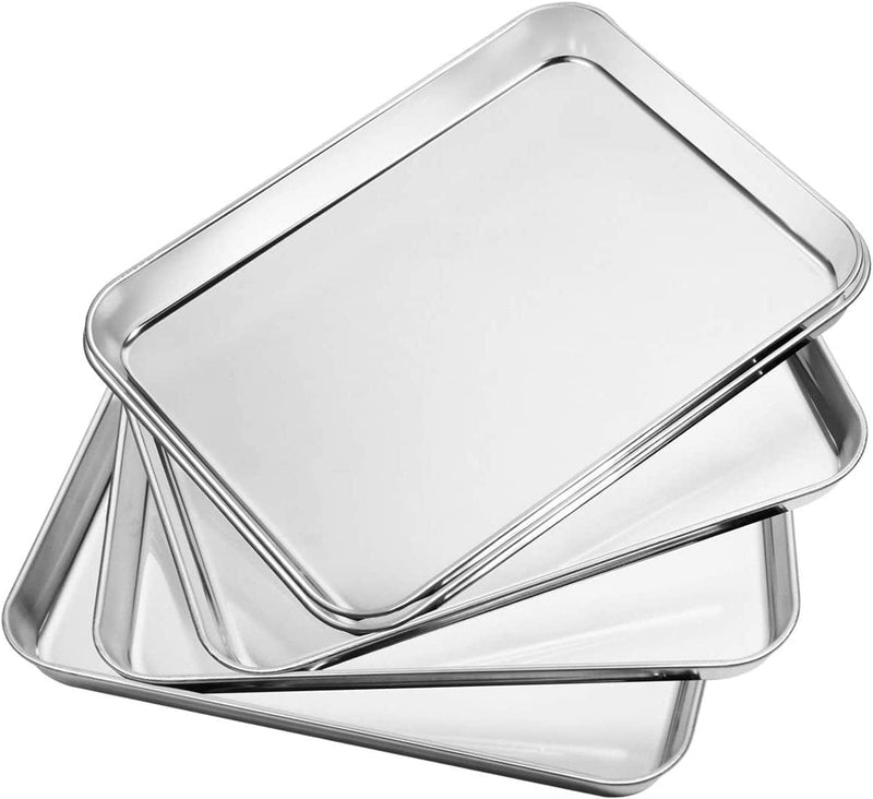 Baking Sheets Set of 5, Bastwe Stainless Steel Baking Pan Tray Cookie Sheet, Size 10 X 8 X 1 Inch, Non Toxic & Healthy, Rust Free & Easy Clean Home & Garden > Kitchen & Dining > Cookware & Bakeware Bastwe 5 Piece x 10 inch  