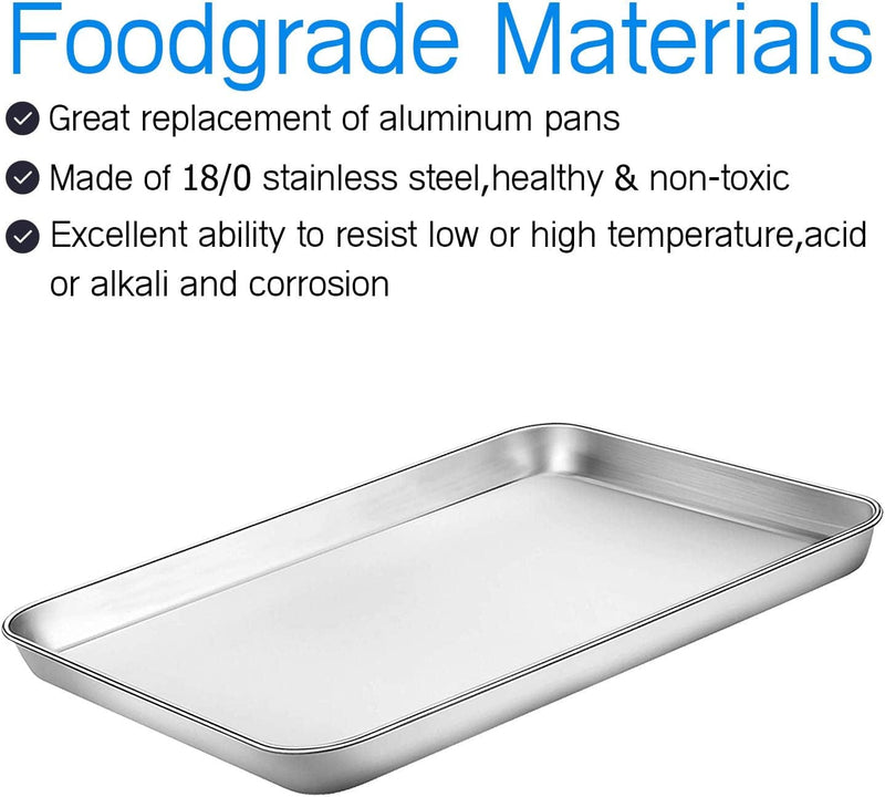 Baking Sheets Set of 5, Bastwe Stainless Steel Baking Pan Tray Cookie Sheet, Size 10 X 8 X 1 Inch, Non Toxic & Healthy, Rust Free & Easy Clean Home & Garden > Kitchen & Dining > Cookware & Bakeware Bastwe   