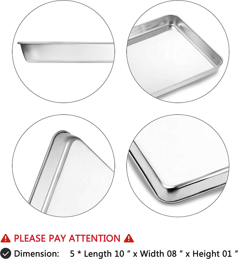 Baking Sheets Set of 5, Bastwe Stainless Steel Baking Pan Tray Cookie Sheet, Size 10 X 8 X 1 Inch, Non Toxic & Healthy, Rust Free & Easy Clean Home & Garden > Kitchen & Dining > Cookware & Bakeware Bastwe   