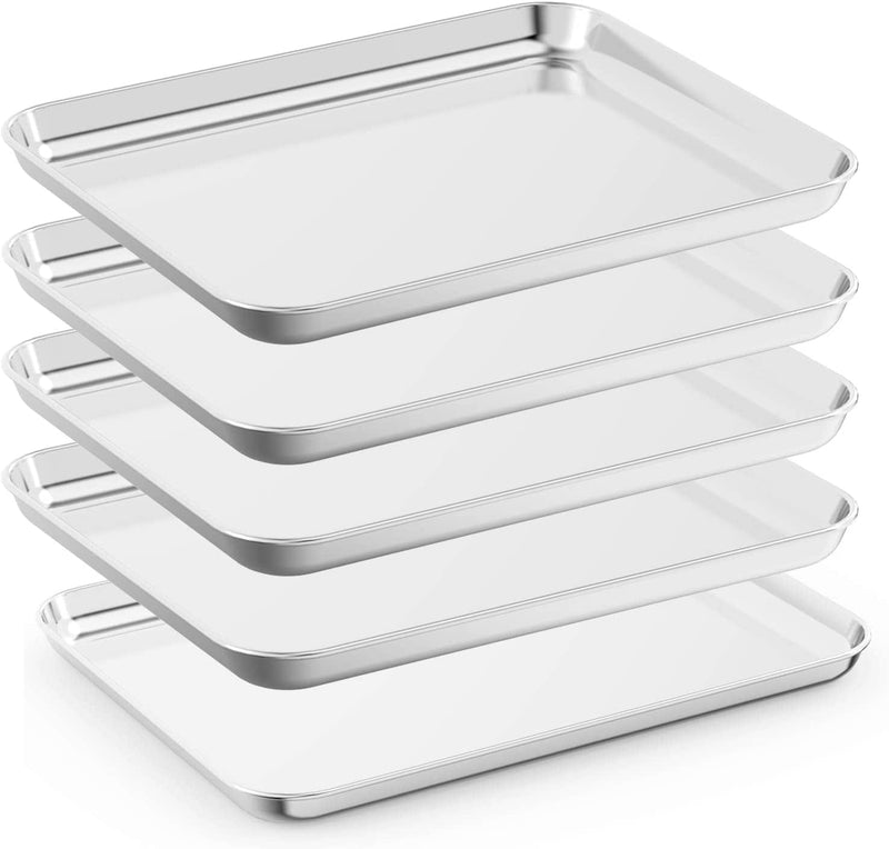 Baking Sheets Set of 5, Bastwe Stainless Steel Baking Pan Tray Cookie Sheet, Size 10 X 8 X 1 Inch, Non Toxic & Healthy, Rust Free & Easy Clean Home & Garden > Kitchen & Dining > Cookware & Bakeware Bastwe 5 Piece x 16 inch  
