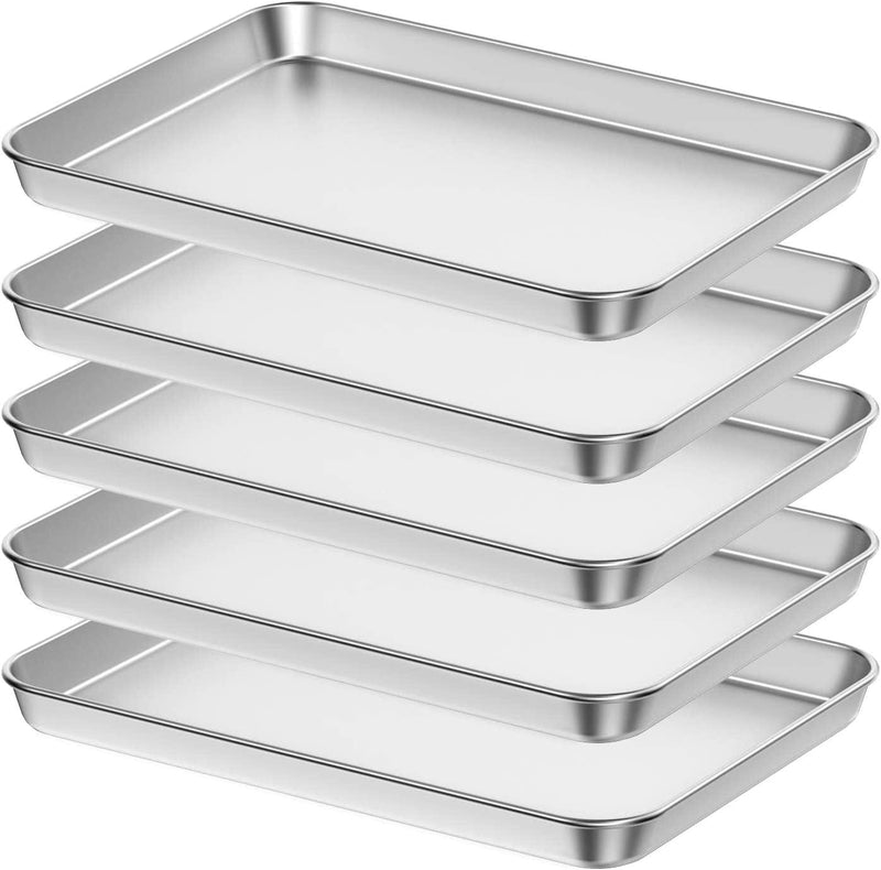 Baking Sheets Set of 5, Bastwe Stainless Steel Baking Pan Tray Cookie Sheet, Size 10 X 8 X 1 Inch, Non Toxic & Healthy, Rust Free & Easy Clean Home & Garden > Kitchen & Dining > Cookware & Bakeware Bastwe 5 Piece x 18 inch  