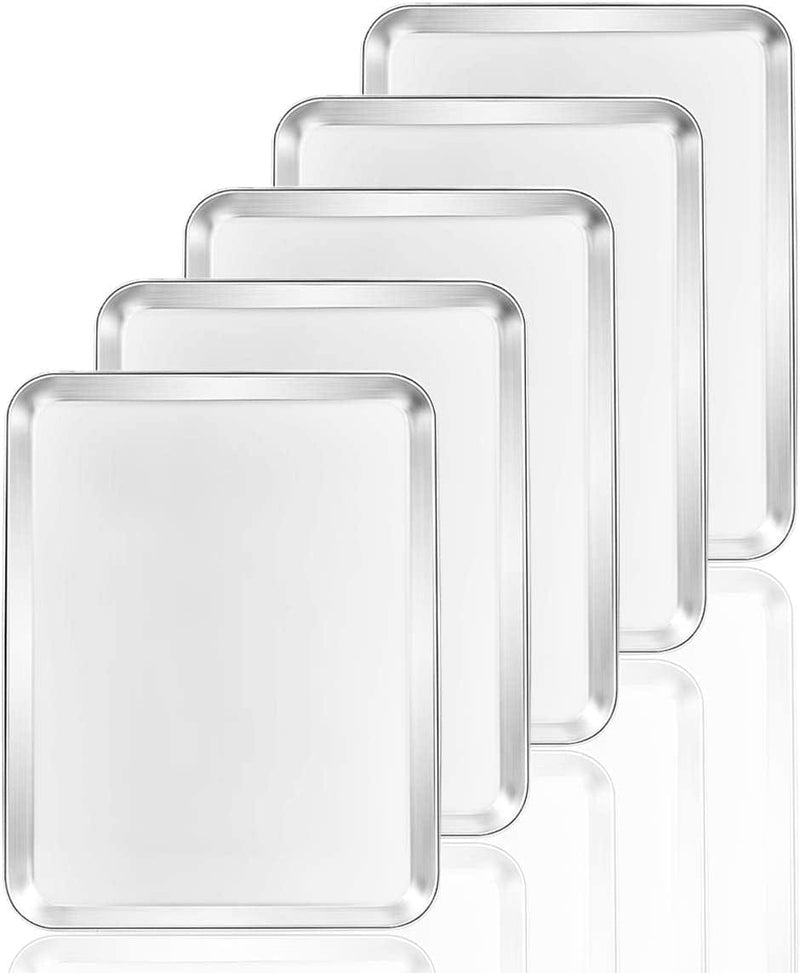 Baking Sheets Set of 5, Bastwe Stainless Steel Baking Pan Tray Cookie Sheet, Size 10 X 8 X 1 Inch, Non Toxic & Healthy, Rust Free & Easy Clean Home & Garden > Kitchen & Dining > Cookware & Bakeware Bastwe 5 Piece x 12 inch  