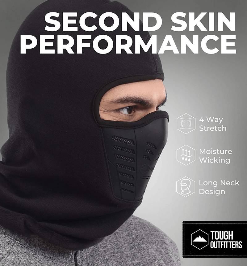 Balaclava Ski Mask - Cold Weather Full Face Mask with Breathable Air Vents for Men & Women - Fleece Hood Ninja Snow Gear for Skiing, Snowboarding, Motorcycle Riding, Running & Winter Outdoor Sports  Tough Headwear   