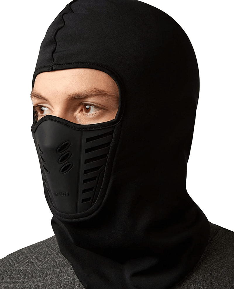 Balaclava Ski Mask - Face Mask for Men & Women - Cold Weather Gear for Skiing, Snowboarding & Motorcycle Riding Black  Self Pro Black - Air Flow  