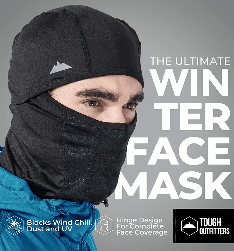 Balaclava Ski Mask - Winter Face Mask for Men & Women - Cold Weather Gear for Skiing, Snowboarding & Motorcycle Riding Black  Tough Headwear   