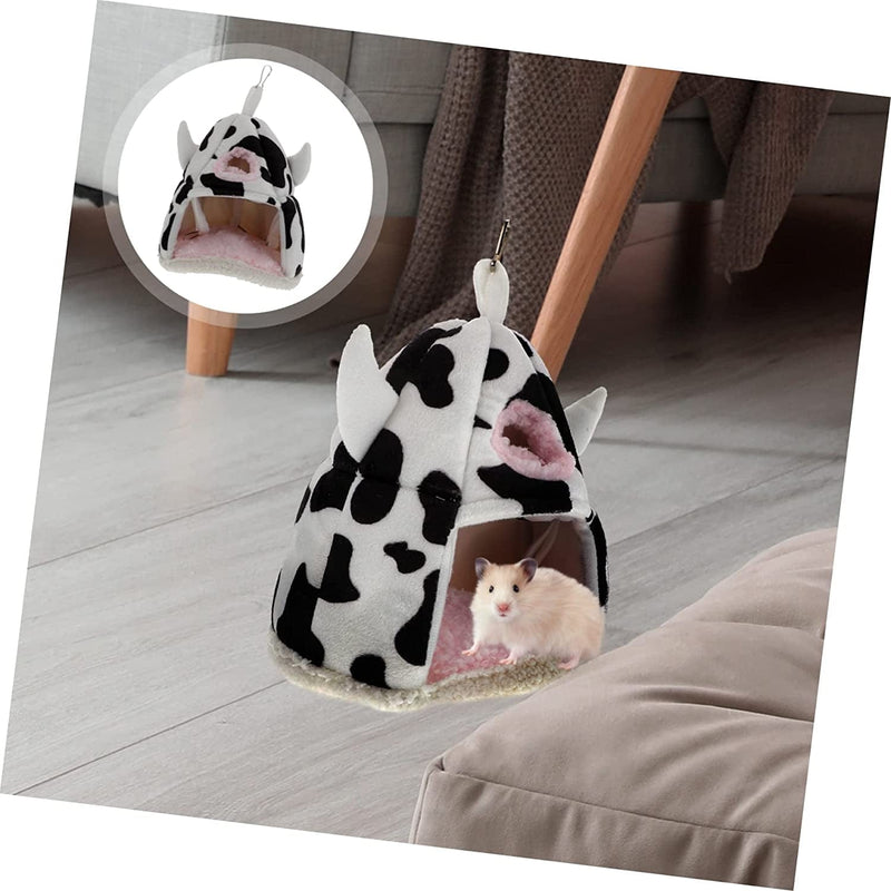 Balacoo 2 Pcs Animal Pet Hammock Lovely Guinea Habitat Cats Toy Double-Layer Puppies Cotton Double- with Cage Accessory Hideout Layer& Bed Medium Small Cow Bag Funny Portable Hiding Cosy
