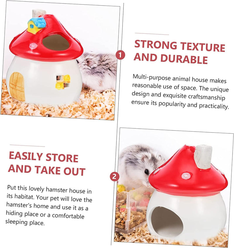 Balacoo 2Pcs Nest Tortoise Mushroom Hamsters Parrot Critter Cartoon Cave Shaped Pig Bed Mice Cool Sleeping Accessories for Design Bath Cage Cooling Indoor Animals Mini Ceramic Small