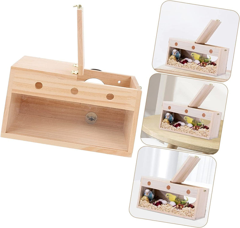 Balacoo 3Pcs Box Style Parrots Nesting Wood Bird Breeding Mating Fiber Natural Finch Budgie Parakeet Decorative with Wooden M for Wear-Resistant Accessory Cockatiel Toy Cage Left