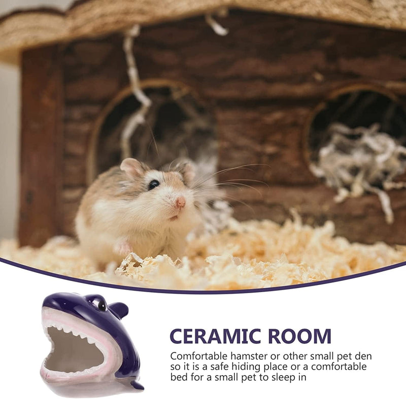 Balacoo 4Pcs or Home Similar Sleep Gerbil Cartoon Accessories Sized Mice Hedgehog Other Shark Bath Nest Rats Hut Cute Cooling Cave Hideout Cage Decorative Bed Ornament House Summer