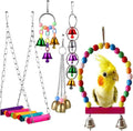 Balacoo 5Pcs Toy Chewing Birds Cockatiels Small Conures Hanging Macaws Wooden Hammock Amusing Finches Bird Accessories Cage Creative Pet Love Parakeets Parrot Parrots Bell Perch for Swing Animals & Pet Supplies > Pet Supplies > Bird Supplies > Bird Cages & Stands balacoo Picture 1 12*8cm 