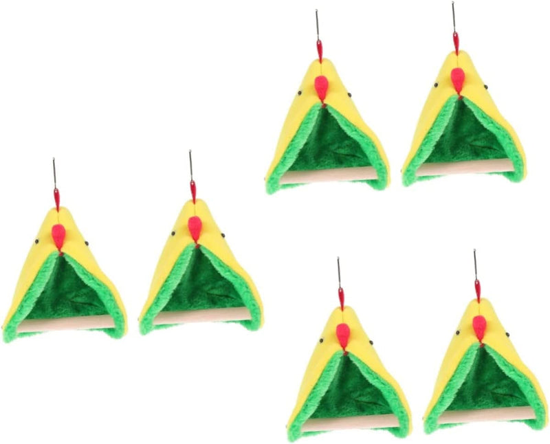 Balacoo 6 Sets Wooden Plush Triangle Tents Lovebirds Conures Sleeping Cuddle Lovebird for with Pet Finch Standing Snuggle Nests Toys Accessory Beds Perch Fleece Small Macaw Cockatiel Cave