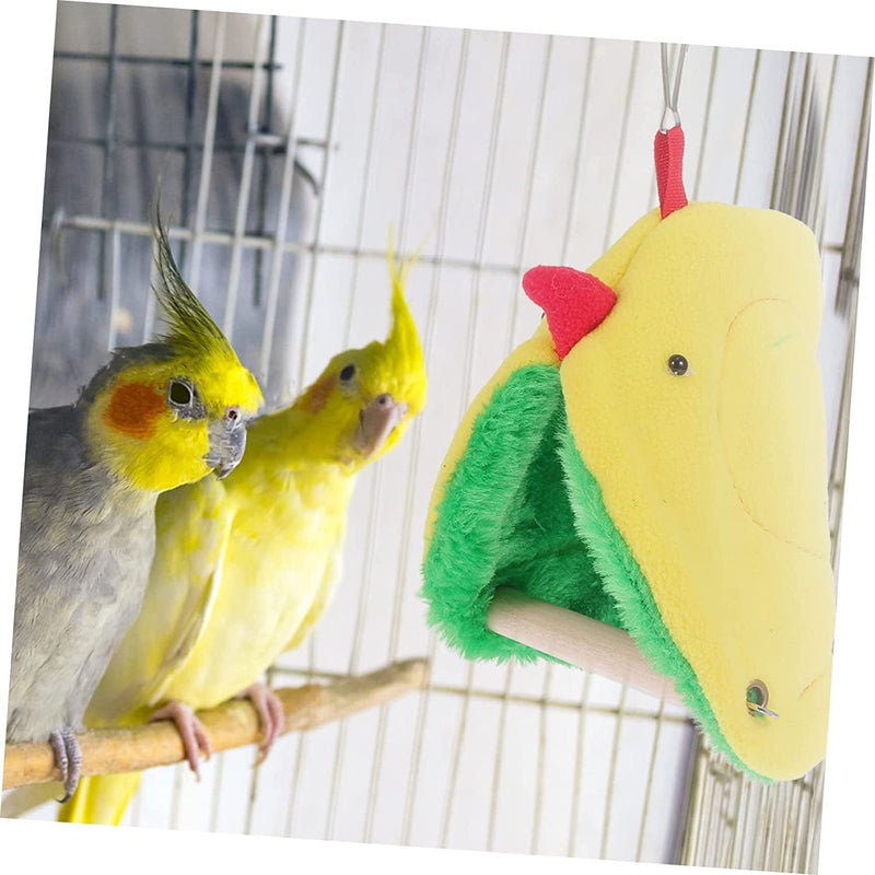 Balacoo 6 Sets Wooden Plush Triangle Tents Lovebirds Conures Sleeping Cuddle Lovebird for with Pet Finch Standing Snuggle Nests Toys Accessory Beds Perch Fleece Small Macaw Cockatiel Cave