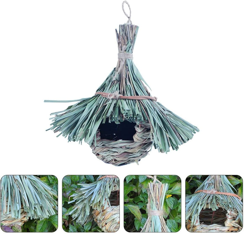 Balacoo Hut Resting Photo Hummingbird Birdhouse Houses Parakeet Parrot Decor Straw for Chickadee Place Cage Accessory Budgie Decorative Natural Hand Hideaway Breeding Animals & Pet Supplies > Pet Supplies > Bird Supplies > Bird Cages & Stands Balacoo   