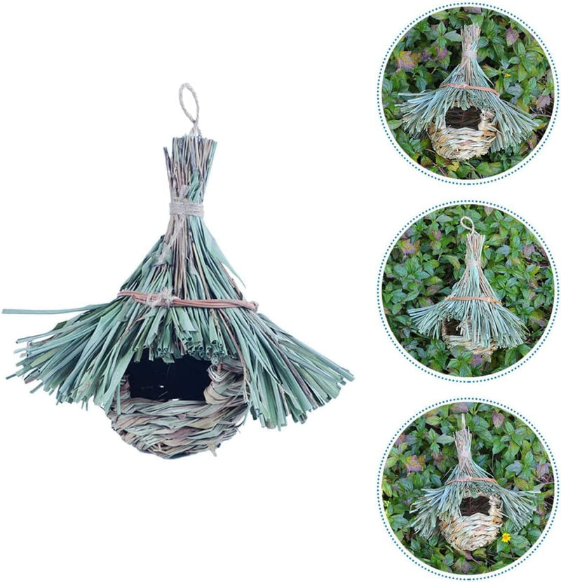 Balacoo Hut Resting Photo Hummingbird Birdhouse Houses Parakeet Parrot Decor Straw for Chickadee Place Cage Accessory Budgie Decorative Natural Hand Hideaway Breeding Animals & Pet Supplies > Pet Supplies > Bird Supplies > Bird Cages & Stands Balacoo   