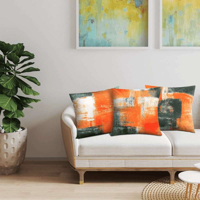 Balaena Decorative Throw Pillow Covers Burnt Orange Cushion Cover Taupe Abstract Art Painting 4 Pcs Pillowcase 18X18 Inch for Sofa Couch Bedroom Living Room Outdoor Home Décor