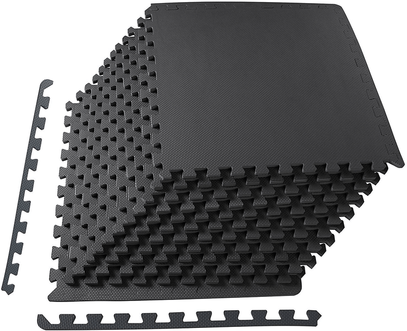 BalanceFrom Puzzle Exercise Mat with EVA Foam Interlocking Tiles  BalanceFrom Black 1/2" Thick, 48 Square Feet 