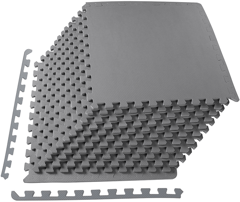 BalanceFrom Puzzle Exercise Mat with EVA Foam Interlocking Tiles  BalanceFrom Gray 1/2" Thick, 48 Square Feet 