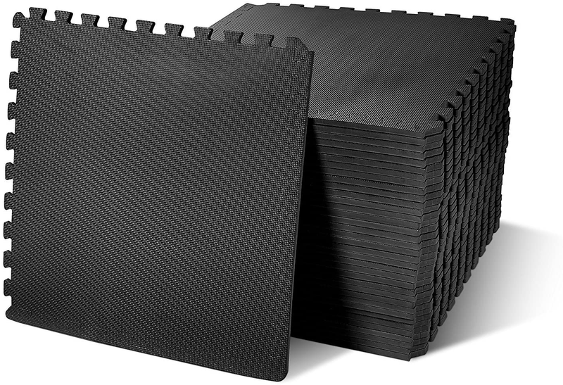 BalanceFrom Puzzle Exercise Mat with EVA Foam Interlocking Tiles  BalanceFrom Black 1/2” Thick, 144 Square Feet 