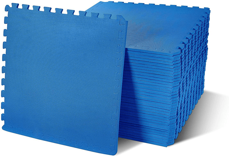 BalanceFrom Puzzle Exercise Mat with EVA Foam Interlocking Tiles  BalanceFrom Blue 1/2” Thick, 144 Square Feet 