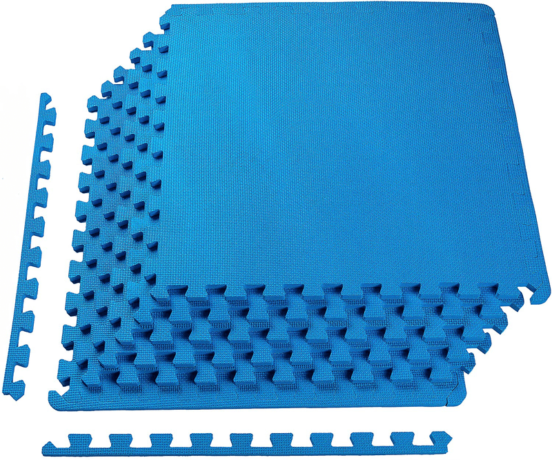 BalanceFrom Puzzle Exercise Mat with EVA Foam Interlocking Tiles  BalanceFrom Blue 1/2" Thick, 24 Square Feet 