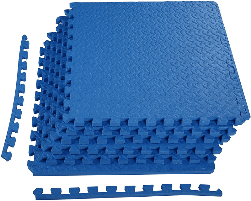 BalanceFrom Puzzle Exercise Mat with EVA Foam Interlocking Tiles  BalanceFrom Blue 3/4" Thick, 24 Square Feet 