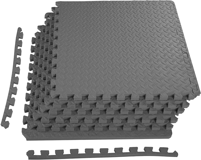 BalanceFrom Puzzle Exercise Mat with EVA Foam Interlocking Tiles  BalanceFrom Gray 3/4" Thick, 24 Square Feet 