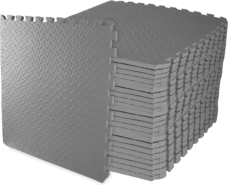 BalanceFrom Puzzle Exercise Mat with EVA Foam Interlocking Tiles  BalanceFrom Gray 3/4" Thick, 96 Square Feet 