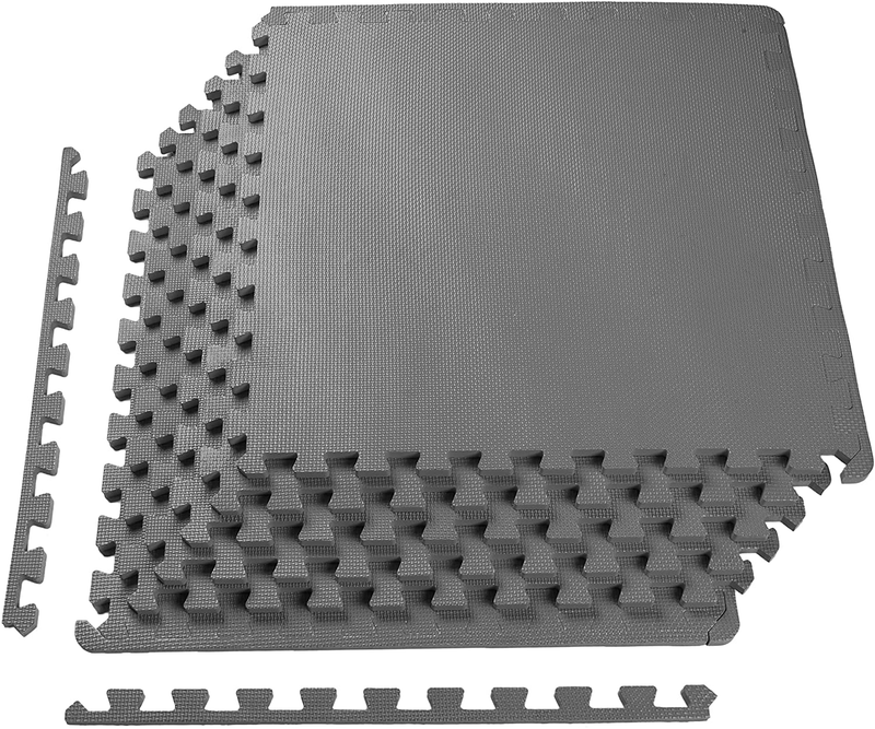 BalanceFrom Puzzle Exercise Mat with EVA Foam Interlocking Tiles  BalanceFrom Gray 1/2" Thick, 24 Square Feet 
