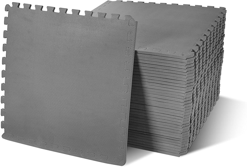 BalanceFrom Puzzle Exercise Mat with EVA Foam Interlocking Tiles  BalanceFrom Gray 1/2” Thick, 144 Square Feet 