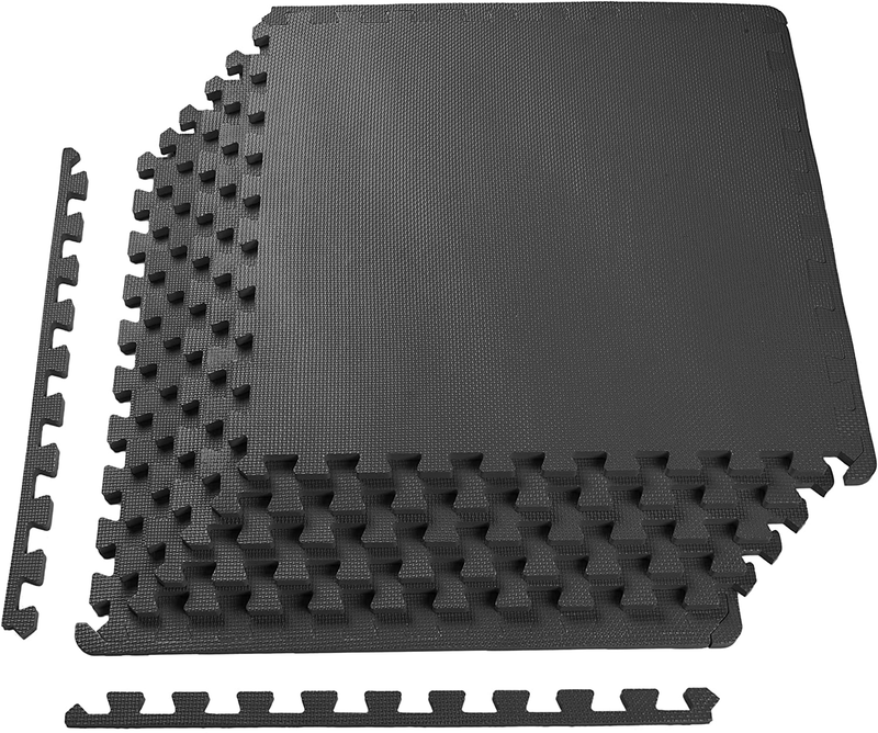 BalanceFrom Puzzle Exercise Mat with EVA Foam Interlocking Tiles  BalanceFrom Black 1/2" Thick, 24 Square Feet 