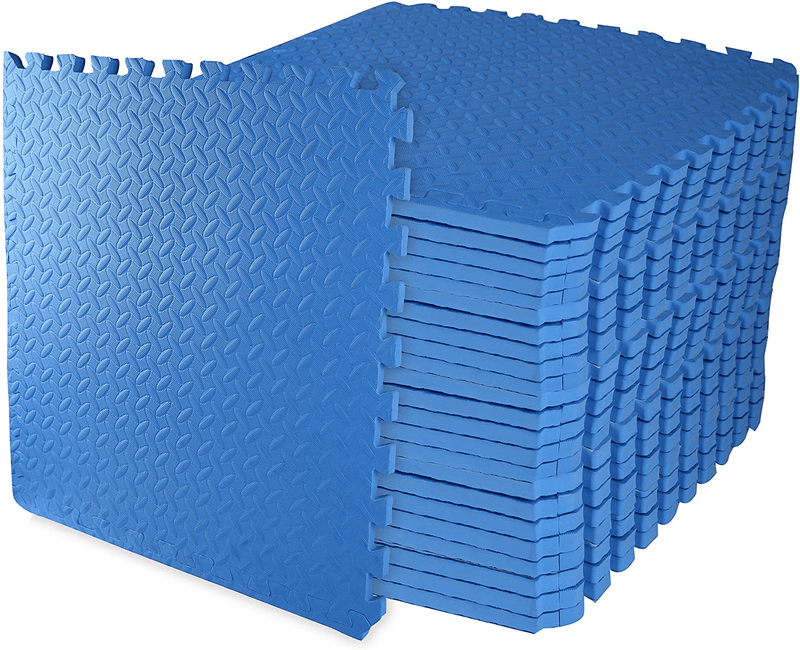 BalanceFrom Puzzle Exercise Mat with EVA Foam Interlocking Tiles  BalanceFrom Blue 3/4" Thick, 96 Square Feet 