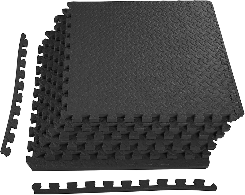 BalanceFrom Puzzle Exercise Mat with EVA Foam Interlocking Tiles  BalanceFrom Black 3/4" Thick, 24 Square Feet 