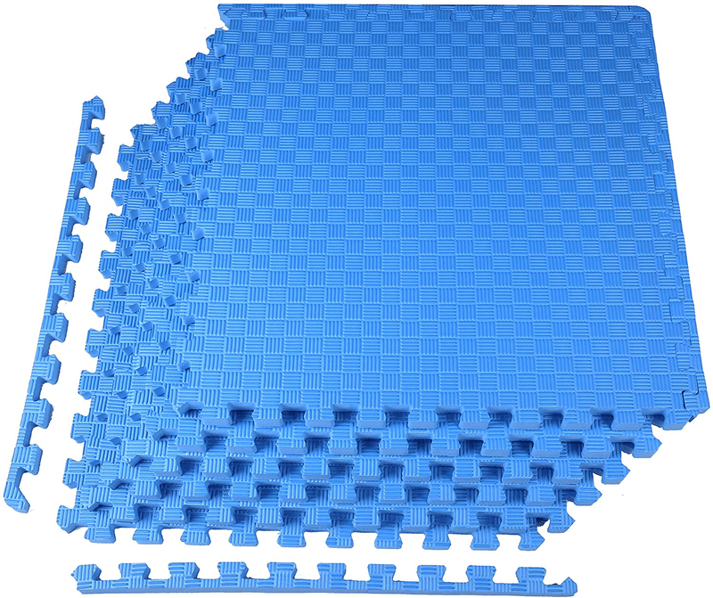 BalanceFrom Puzzle Exercise Mat with EVA Foam Interlocking Tiles  BalanceFrom Blue One Inch Thick, 24 Square Feet 