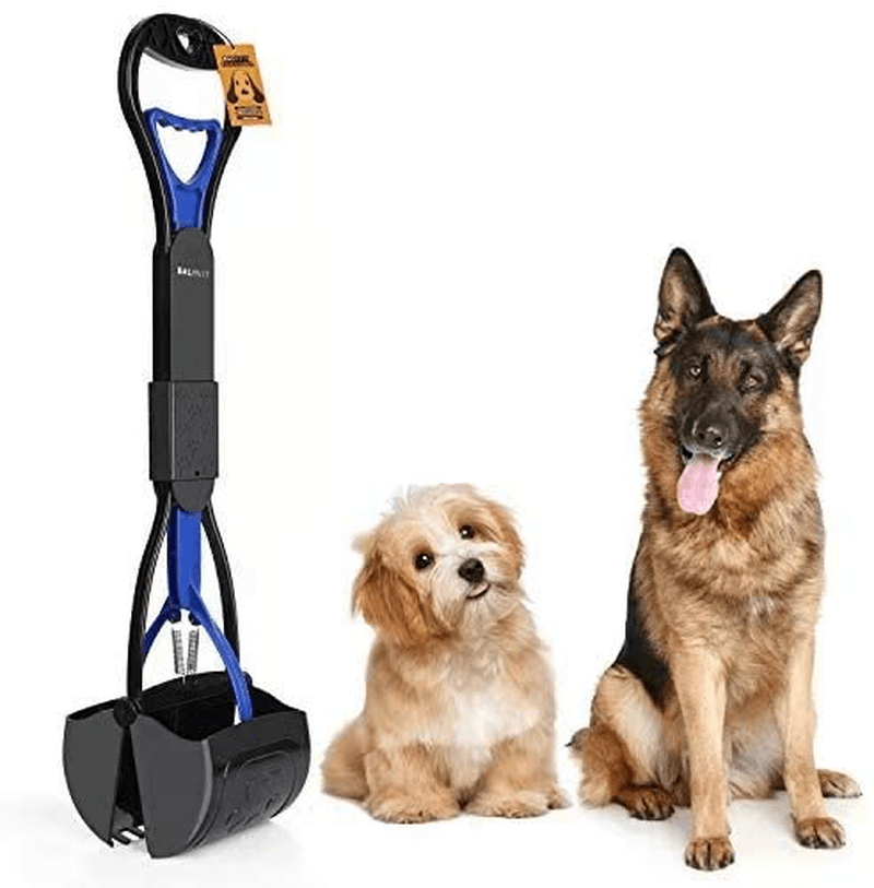 Balhvit Non-Breakable Pet Pooper Scooper for Dogs, Portable Dog Pooper Scooper with Long Handle & High Strength Durable Spring, Foldable Dog Poop Waste Pick Up Rake, Jaw Claw Bin for Grass and Gravel