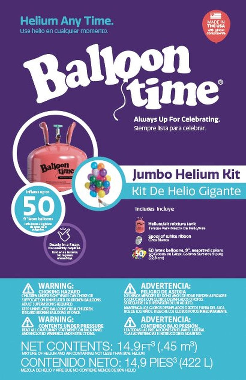 Balloon Time 12In Jumbo Helium Tank Kit with Colorful Latex Balloons Arts & Entertainment > Party & Celebration > Party Supplies Balloon Time   