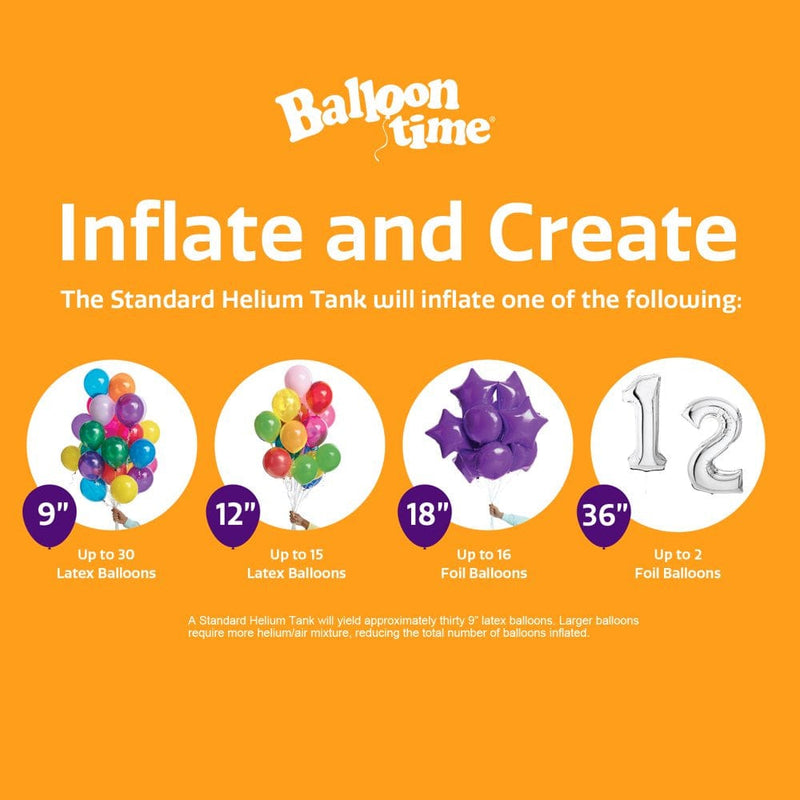 Balloon Time 12In Jumbo Helium Tank Kit with Colorful Latex Balloons