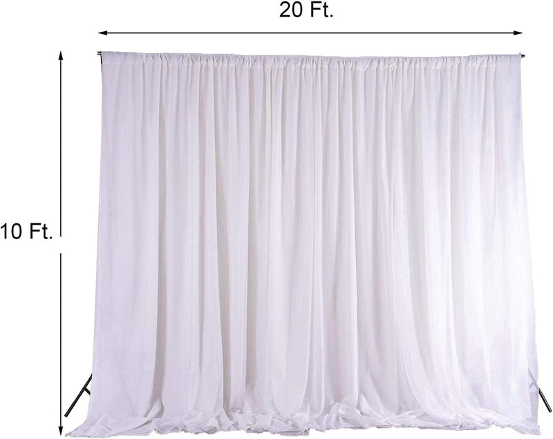 Balsacircle 20 Ft X 10 Ft White Chiffon Fabric Backdrop Drapes Curtain - Wedding Decorations Photo Booth Reception Photography Party Supplies Home & Garden > Decor > Window Treatments > Curtains & Drapes BalsaCircle   