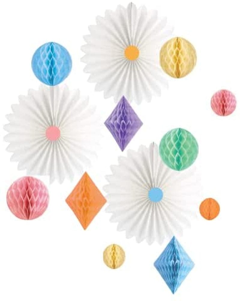 Balun Admhail Easter Light Blue Hanging Tissue Paper Fans Party Decoration Set for Birthday, Anniversary,Wedding,Party Accessories for Boy Baby Shower, Wholesale Decorative Paper Fans, 6 Pack