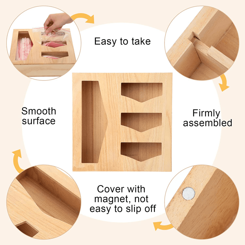 Bamboo Bag Storage Organizer Openable Top Lids Food Storage Bag for Drawer Bags Storage for Kitchen Dispenser, Suitable for Variety Size Bags Home & Garden > Kitchen & Dining > Food Storage Yalikop   