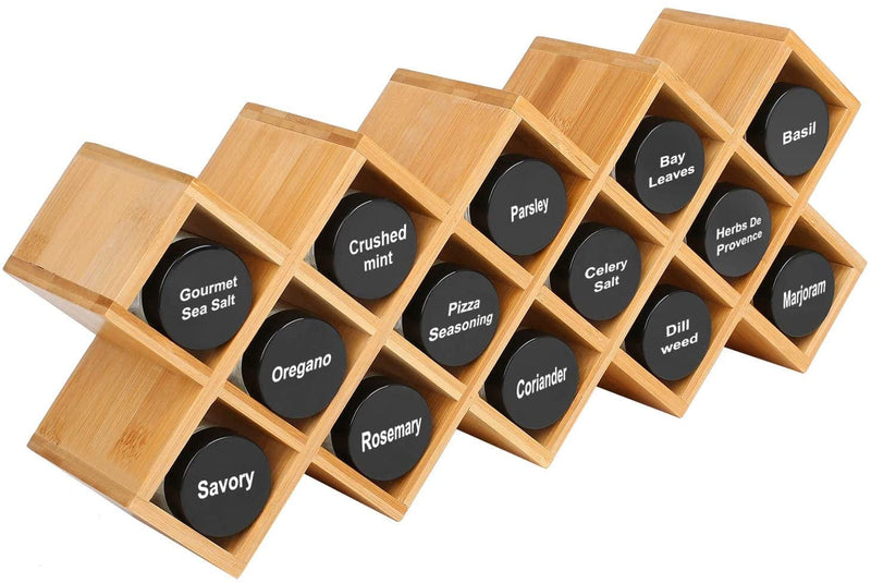 Bamboo Spice Rack Organizer 4-Tier Countertop Organiser, Criss-Cross Kitchen Cabinet Free-Standing Countertop Storage Organizer Shelf Fit for round and Square Spice Jar, Can, Bottle( Jars Not Include) Home & Garden > Decor > Decorative Jars Phyllia   