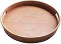 Bamboo Wood Natural Round Serving Tray, Raised Edge, Food Tray, Cut-Out Handles (40405cm) Home & Garden > Decor > Decorative Trays Binabamboo Natural 40*40*5cm 