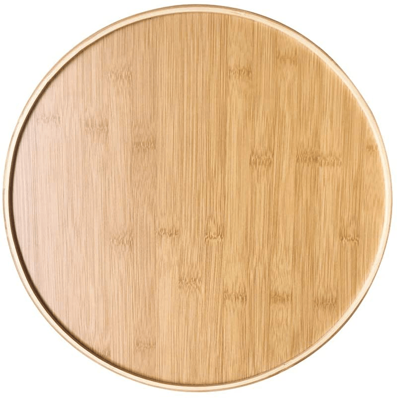 Bamboo Wood Natural Round Serving Tray, Raised Edge, Food Tray, Cut-Out Handles (40405cm) Home & Garden > Decor > Decorative Trays Binabamboo   